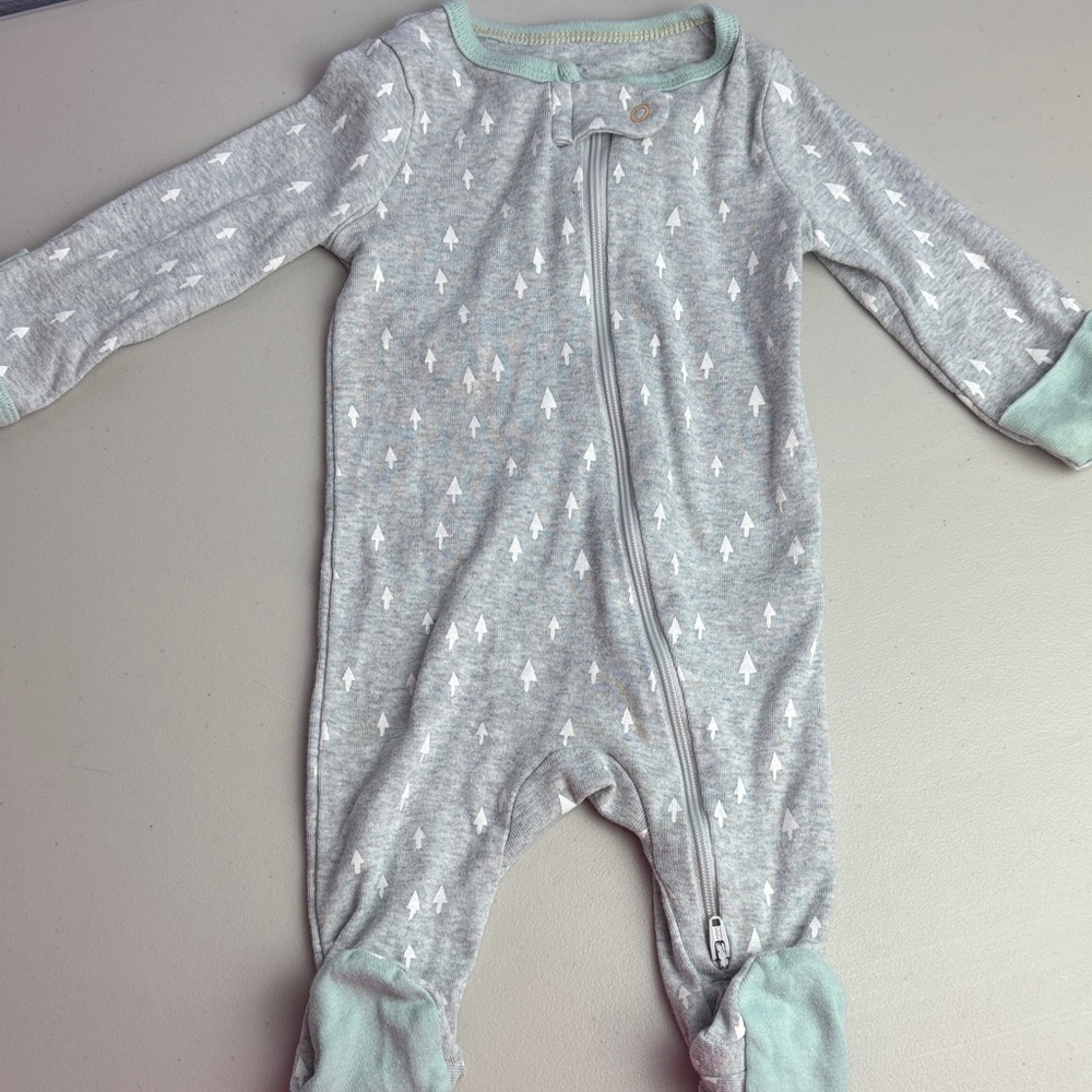 Gray and Mint Christmas Pine Tree Baby Onesie